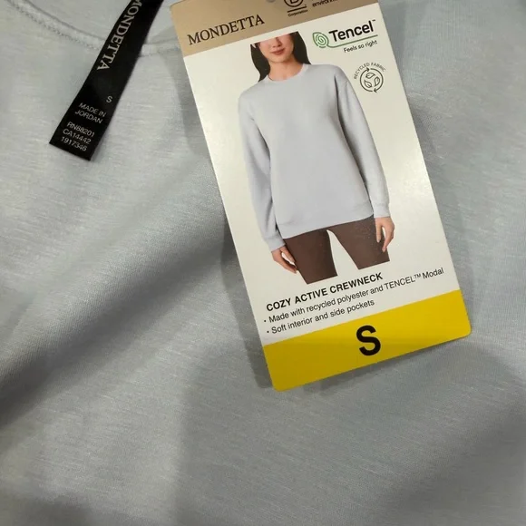 MONDETTA Cozy Active Crewneck Light Blue women’s Small NWT - Picture 5 of 5